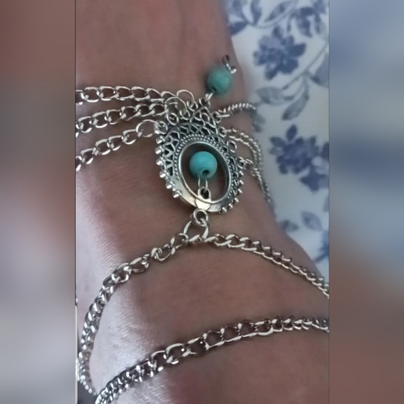 New & Unique Silver Anklet Multi-layer with Turquoise Beads - Picture 11 of 11